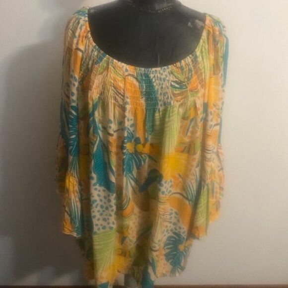 Cato Hautecabona Saffron cold shoulder bell sleeves tunic, size 22/24 - Picture 1 of 5